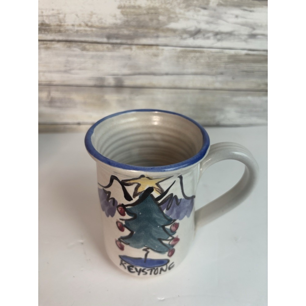 Handmade Colorado, Keystone pottery mug, large Christmas Tree - Picture 2 of 7